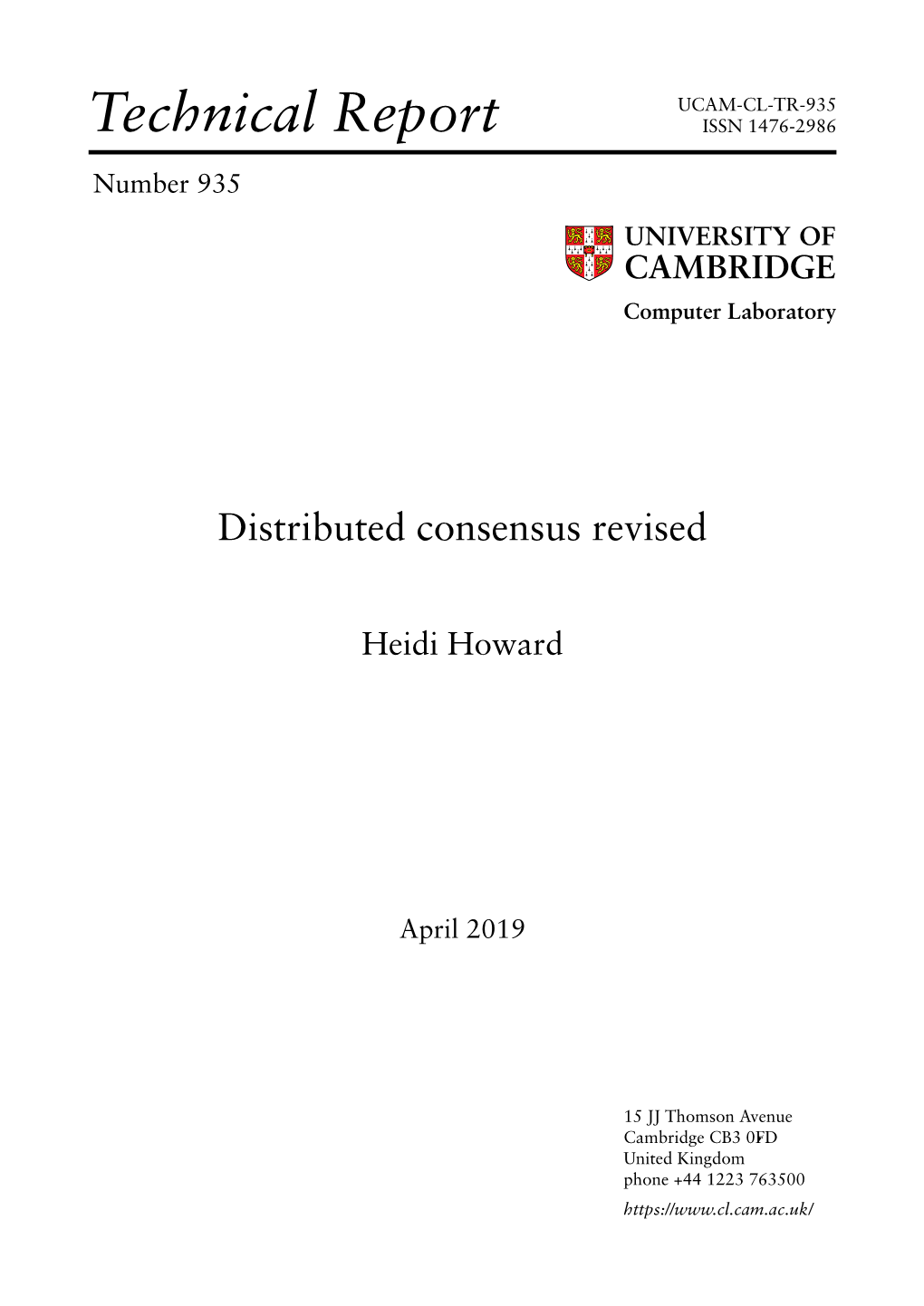 Distributed Consensus Revised