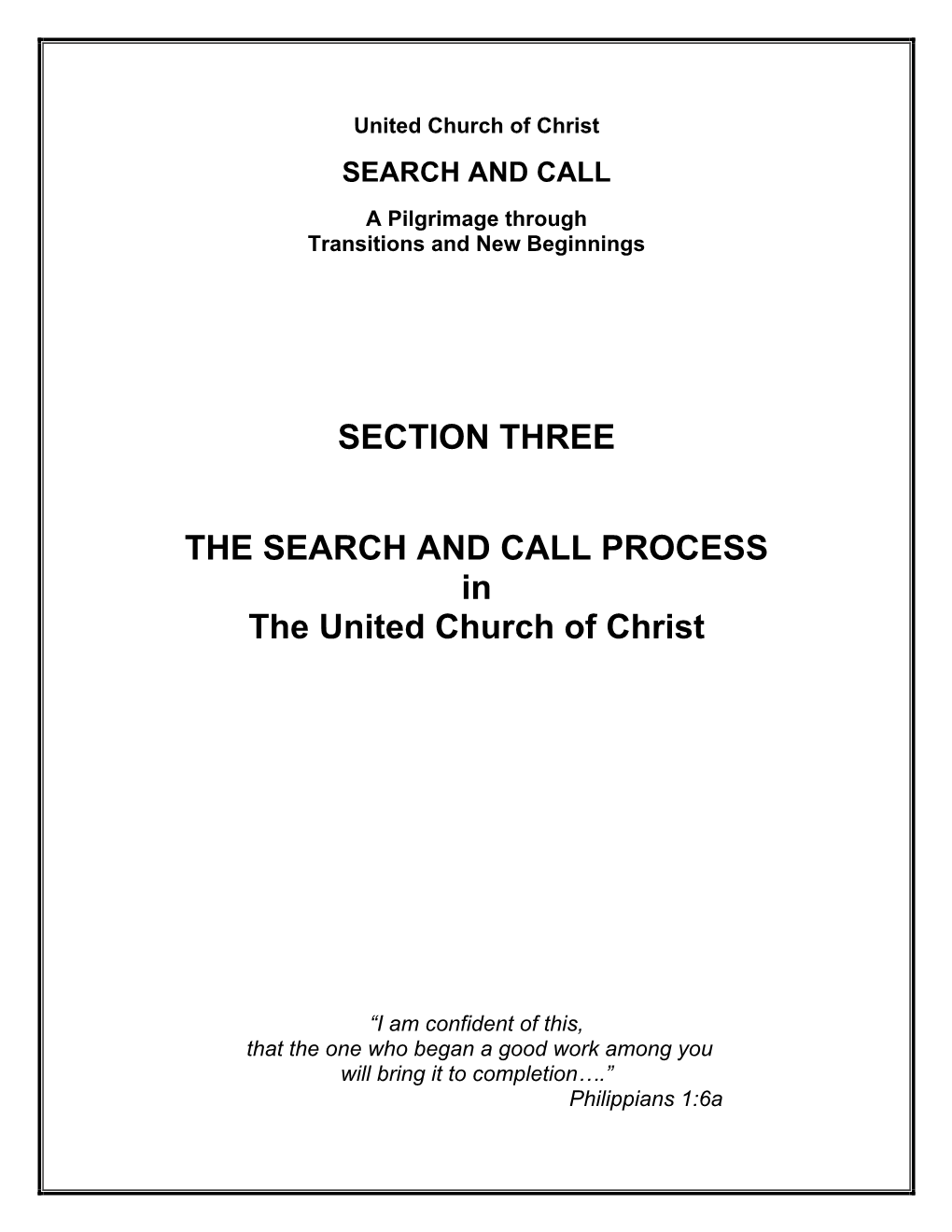 Section 3: the Search & Call Process in the United Church of Christ