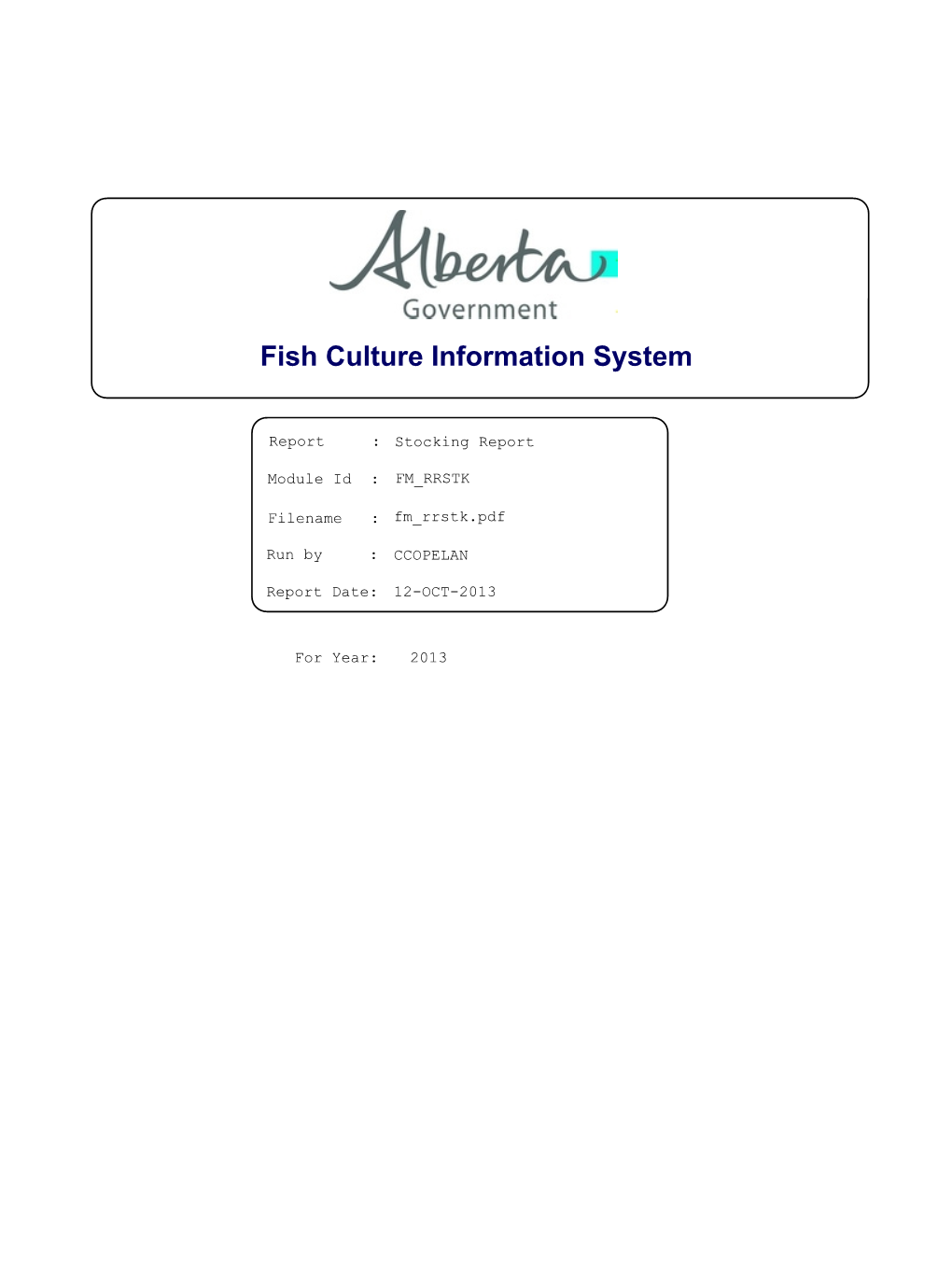 Fish Stocking Report 2013