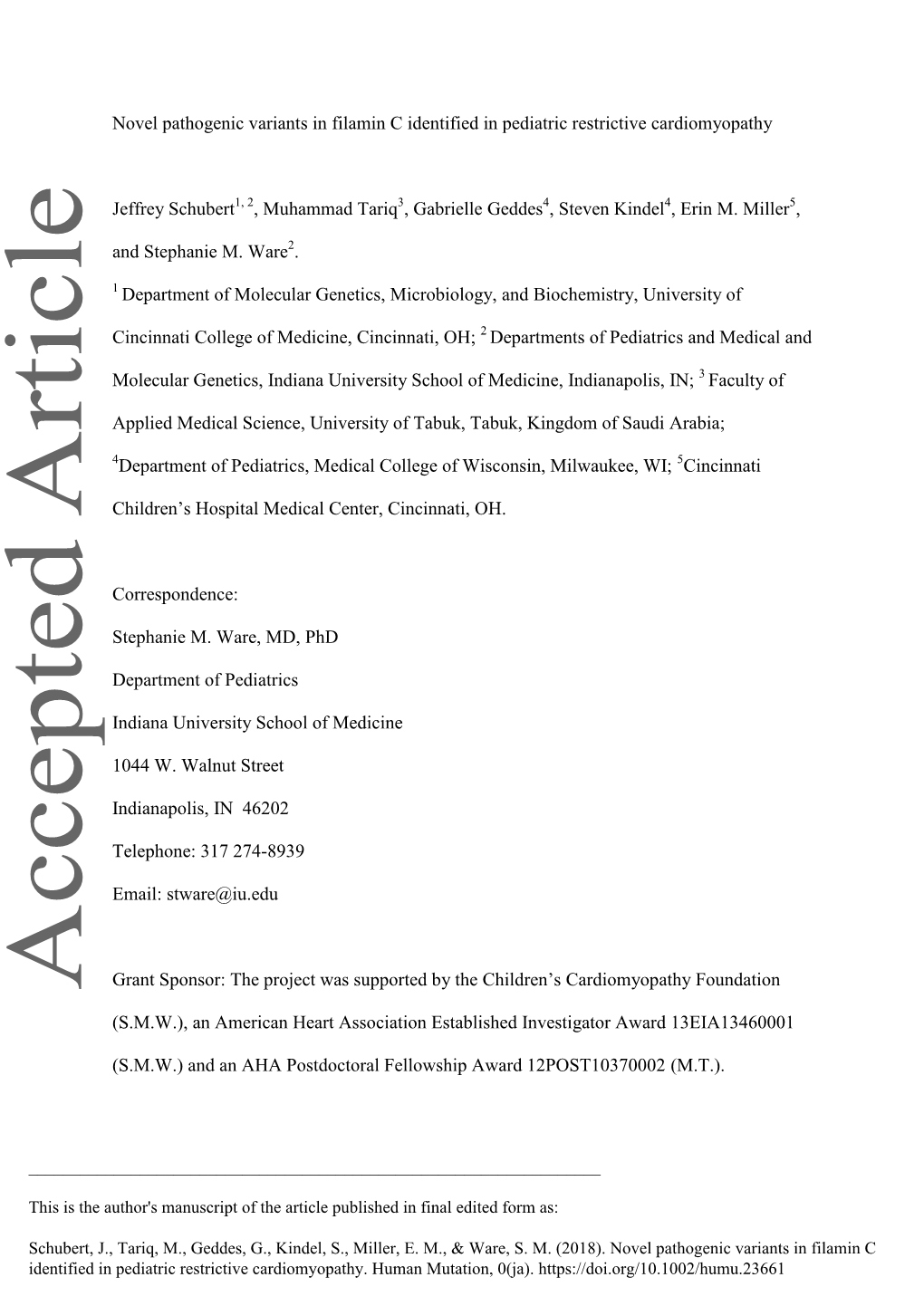 Novel Pathogenic Variants in Filamin C Identified in Pediatric Restrictive Cardiomyopathy