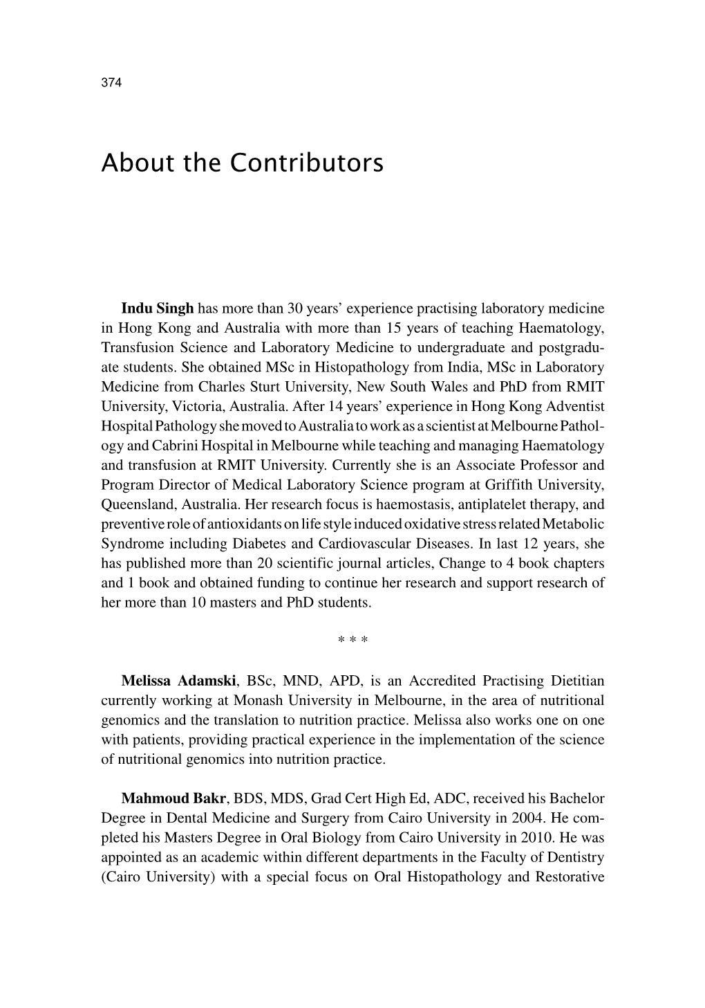 About the Contributors