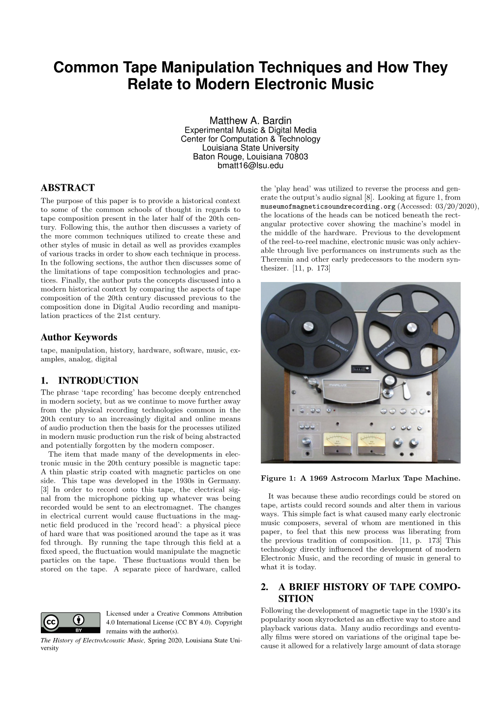 Common Tape Manipulation Techniques and How They Relate to Modern Electronic Music