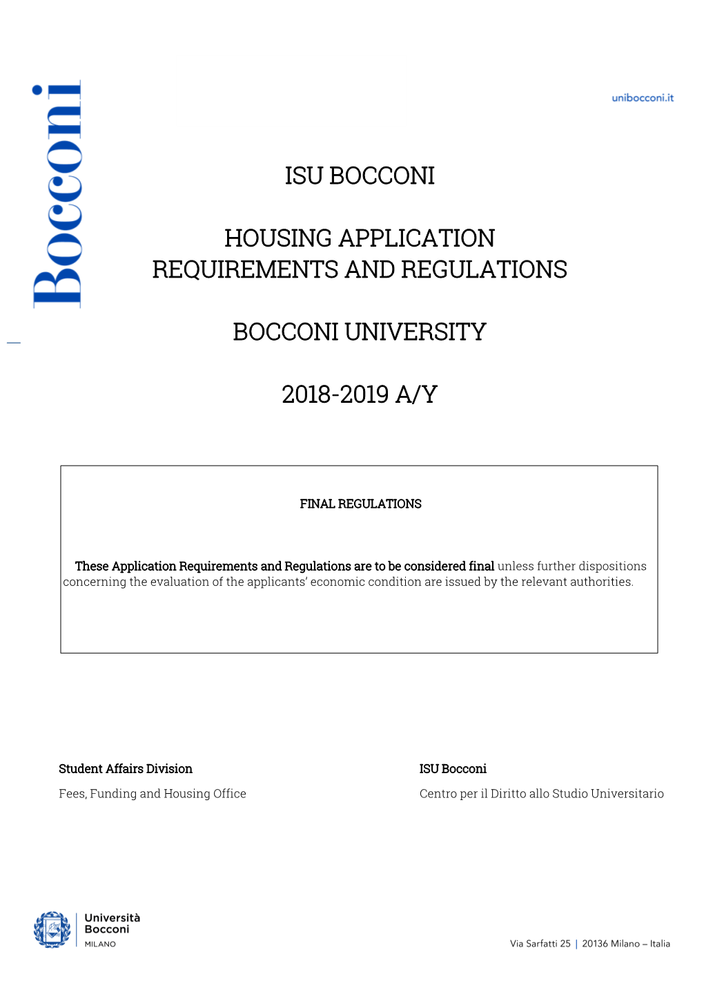 Isu Bocconi Housing Application Requirements and Regulations