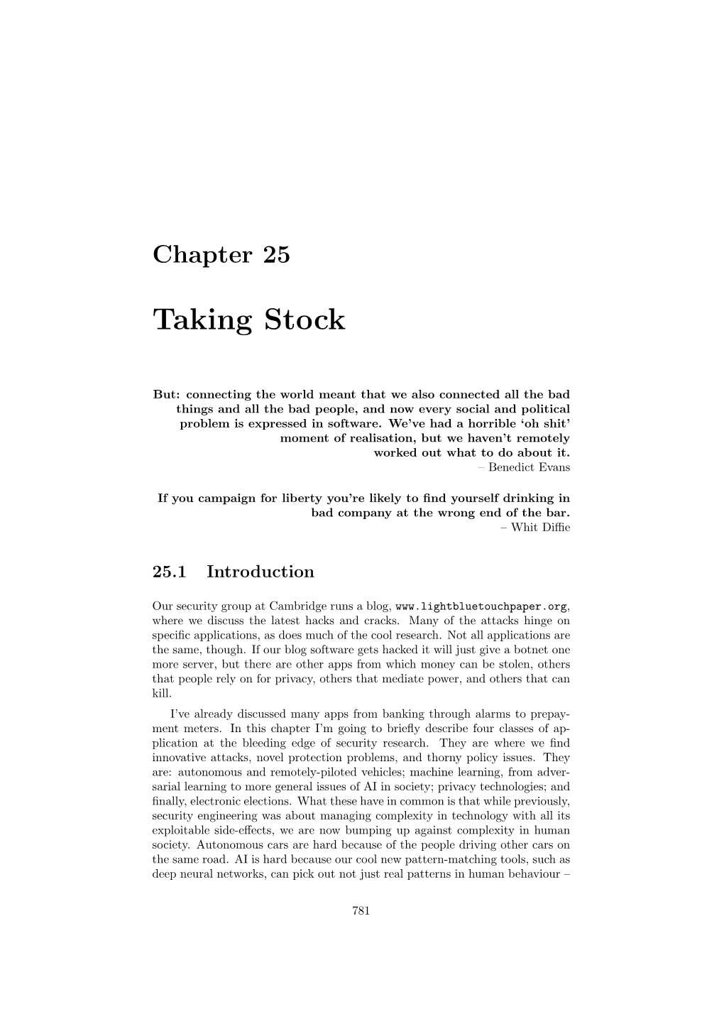 Chapter 25: Taking Stock