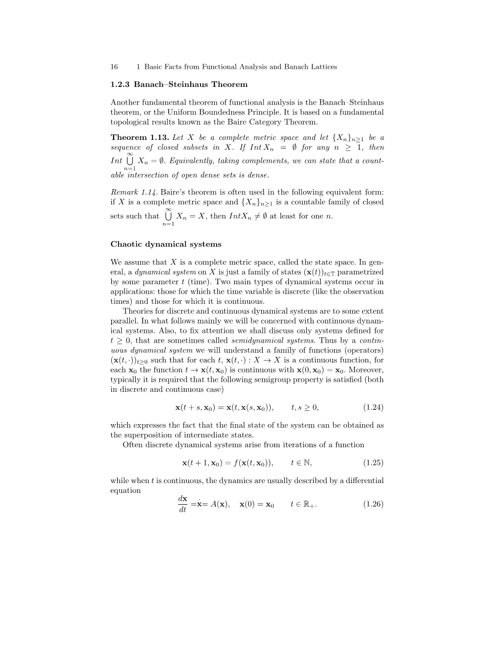 1.2.3 Banach–Steinhaus Theorem Another Fundamental Theorem Of