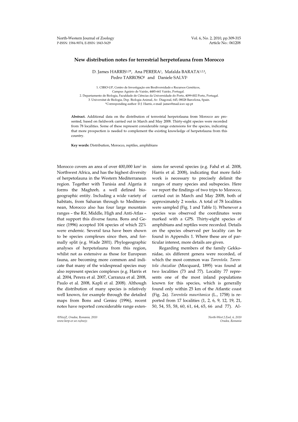 New Distribution Notes for Terrestrial Herpetofauna from Morocco