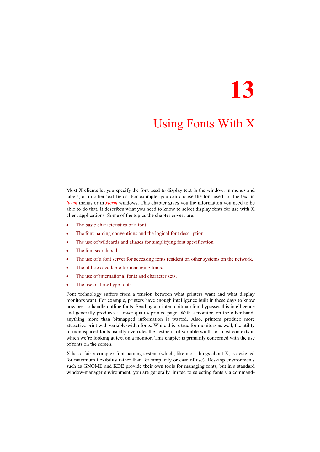 Chapter 13, Using Fonts with X