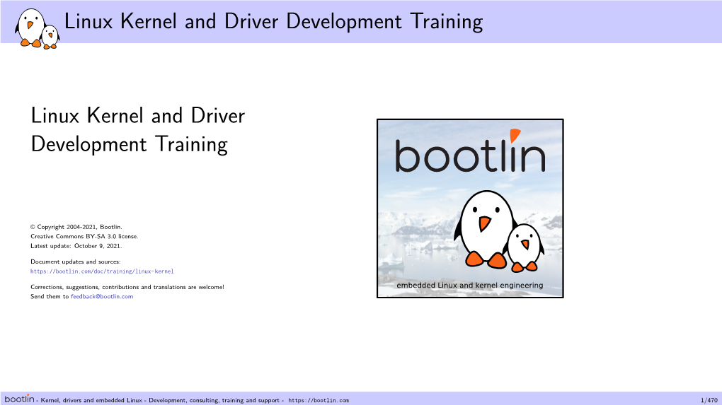 Linux Kernel and Driver Development Training Slides