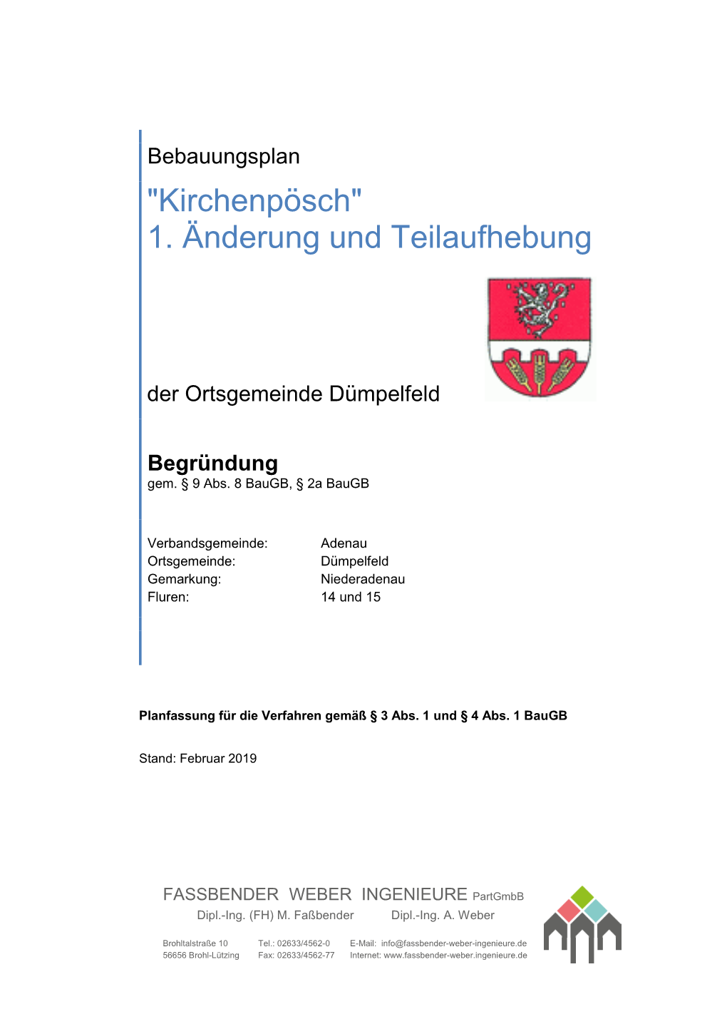 "Kirchenpösch" 1. Änderung Und Teilaufhebung