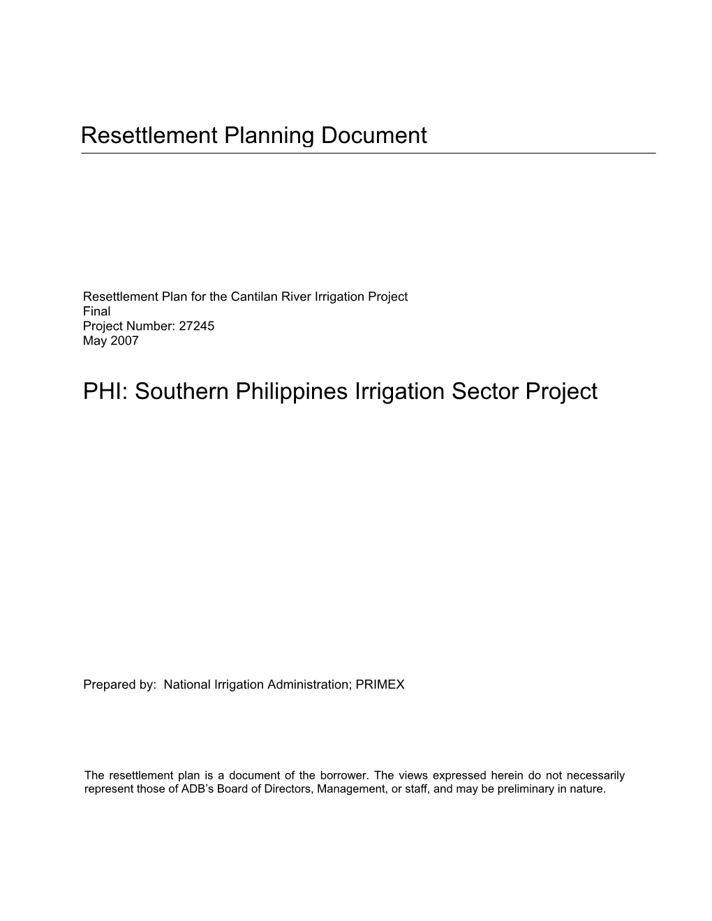 Southern Philippines Irrigation Sector Project