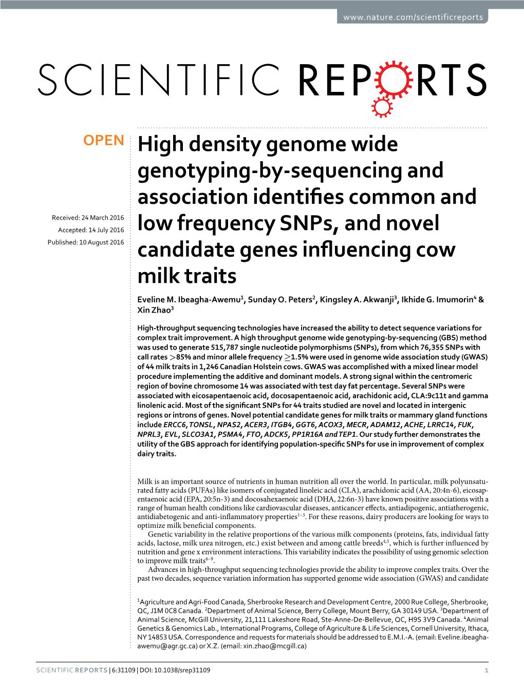 High Density Genome Wide Genotyping-By-Sequencing and Association