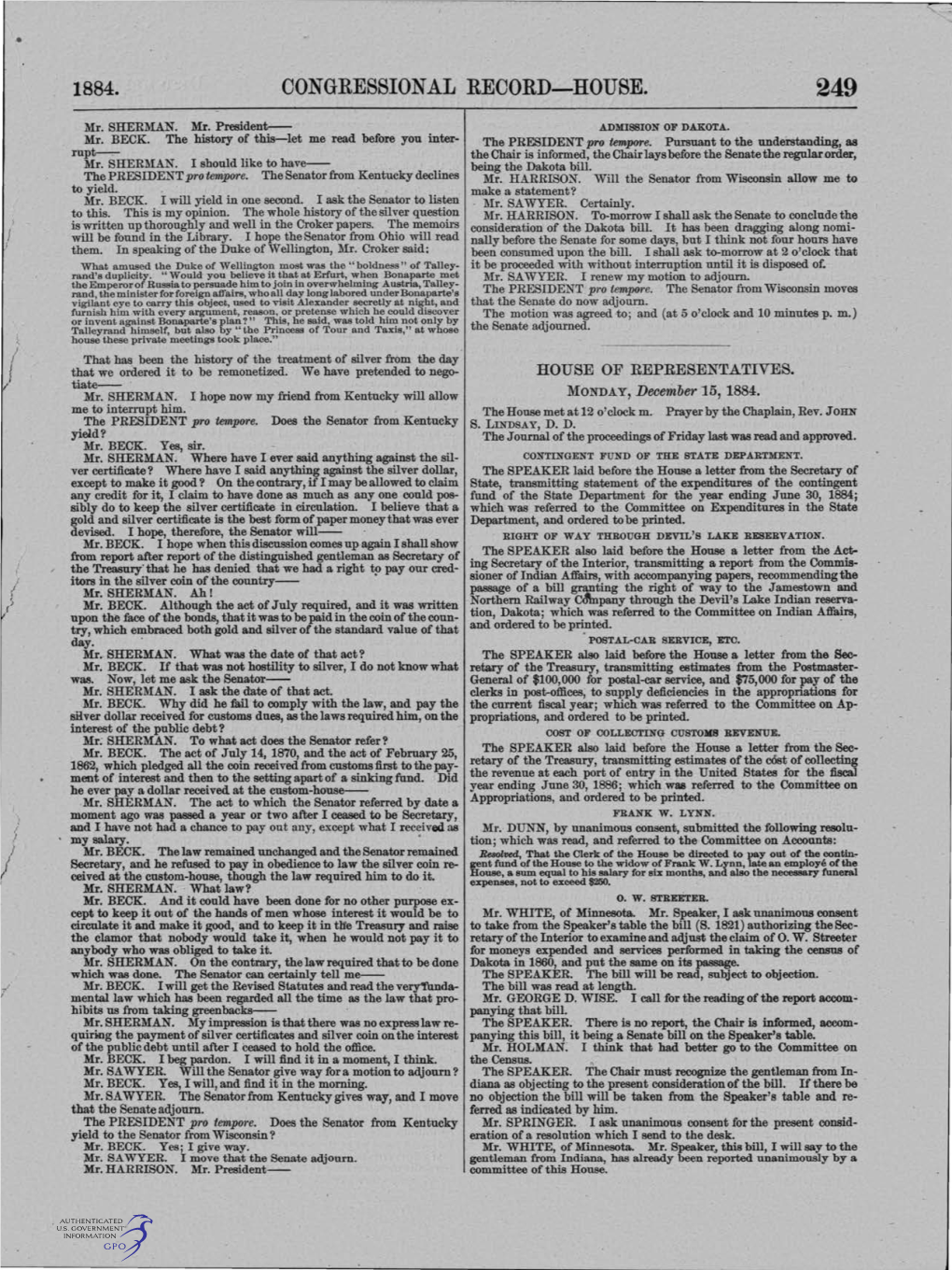 Congressional Record-House. 249