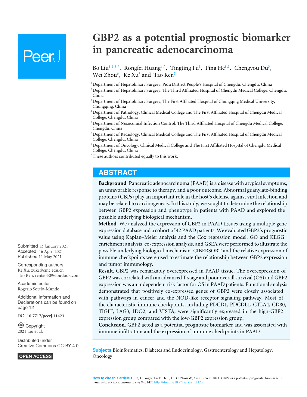 GBP2 As a Potential Prognostic Biomarker in Pancreatic Adenocarcinoma