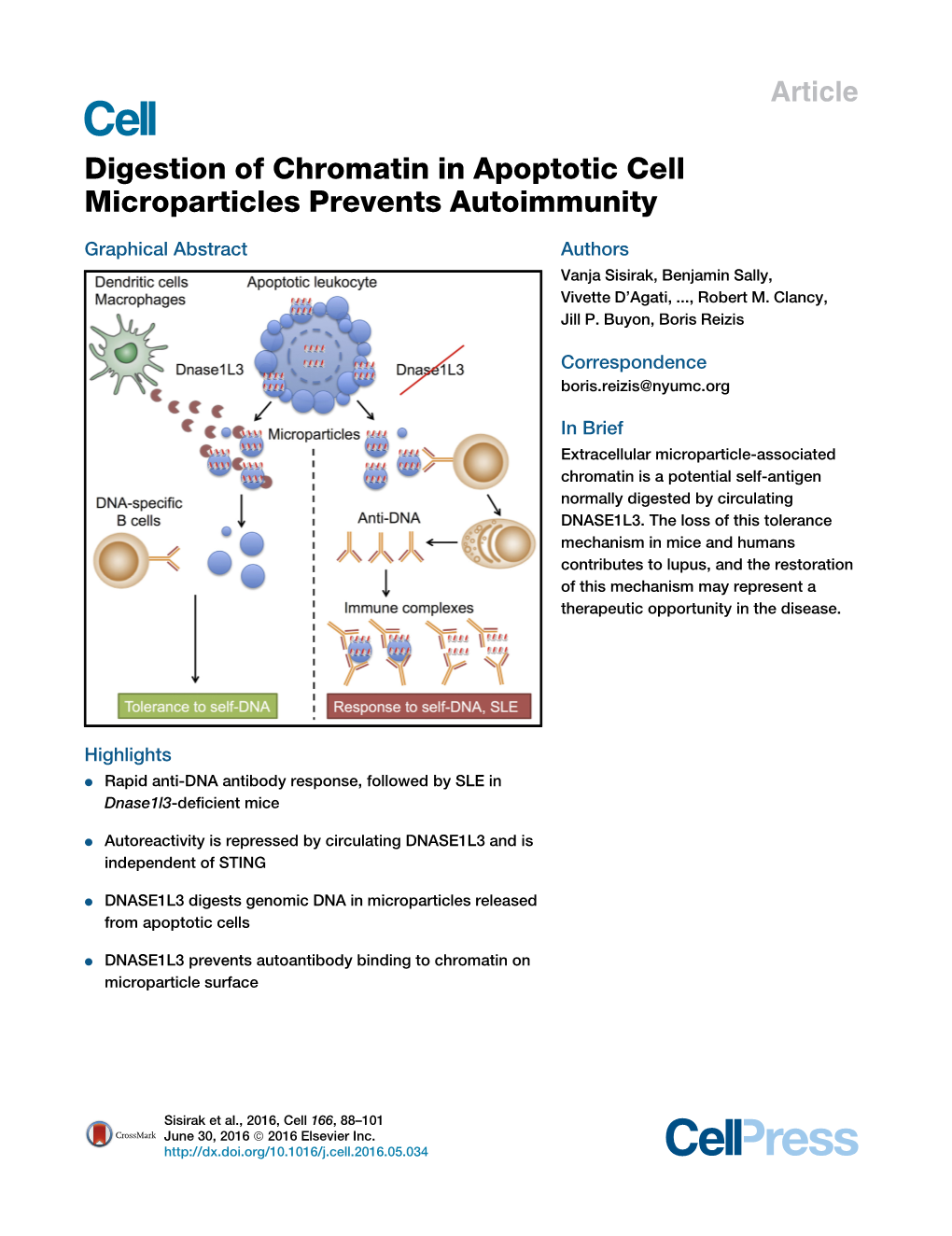 Digestion of Chromatin in Apoptotic Cell Microparticles Prevents Autoimmunity
