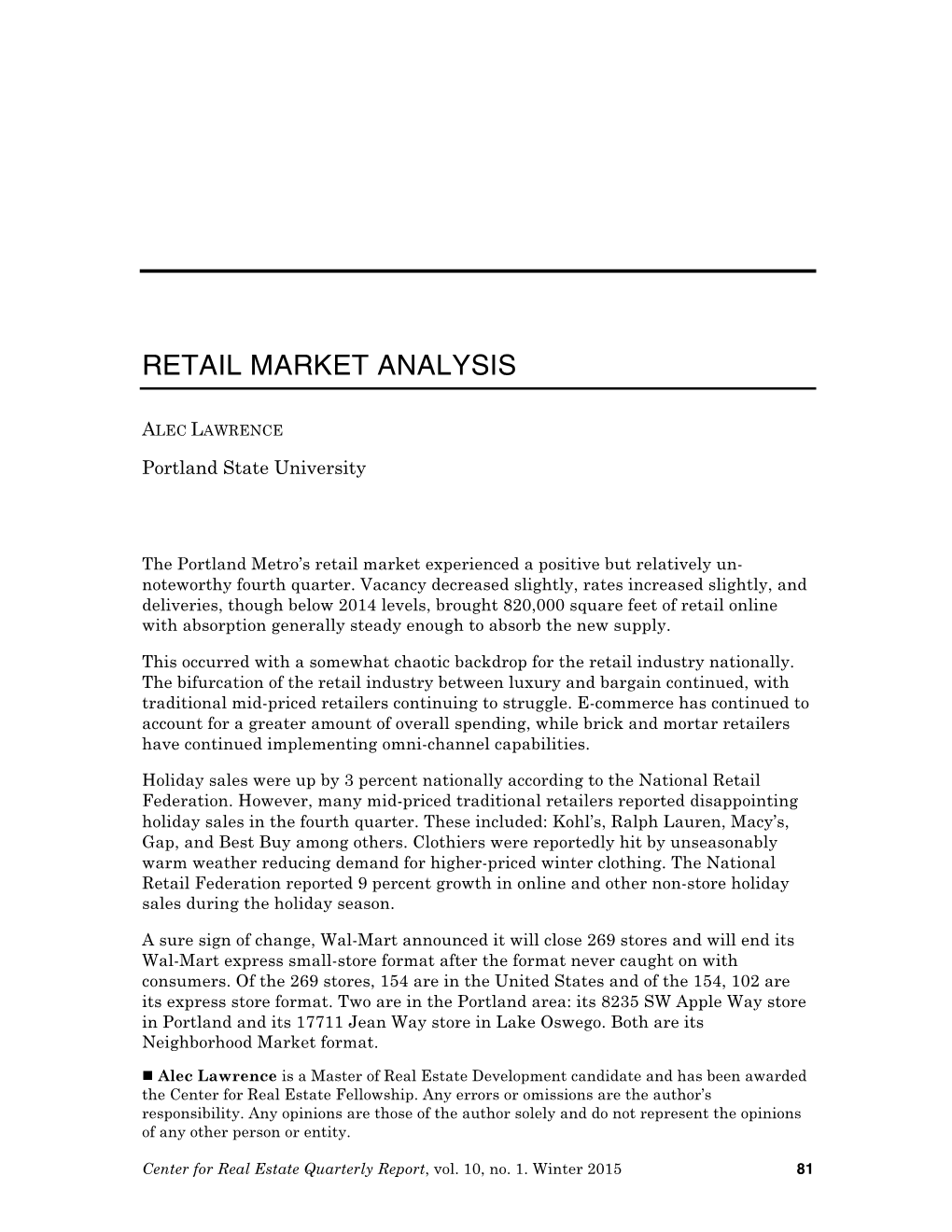 Retail Market Analysis