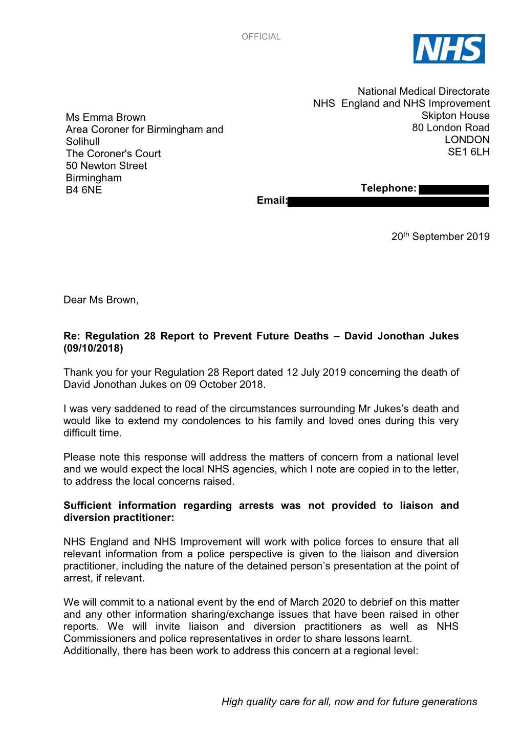 NHS England Letter Template