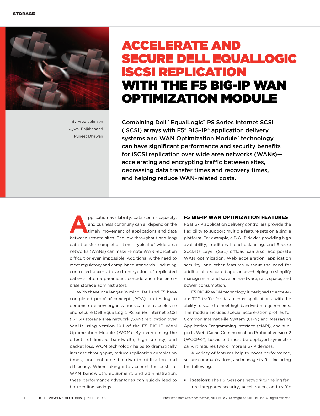 Accelerate and Secure Dell Equallogic Iscsi Replication with the F5 BIG-IP WAN Optimization Module