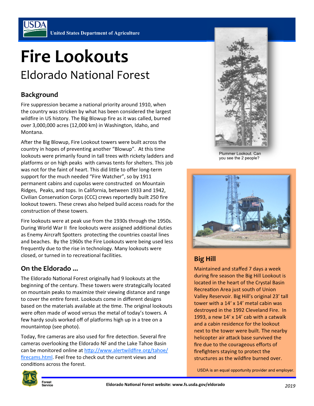 Fire Lookouts Eldorado National Forest