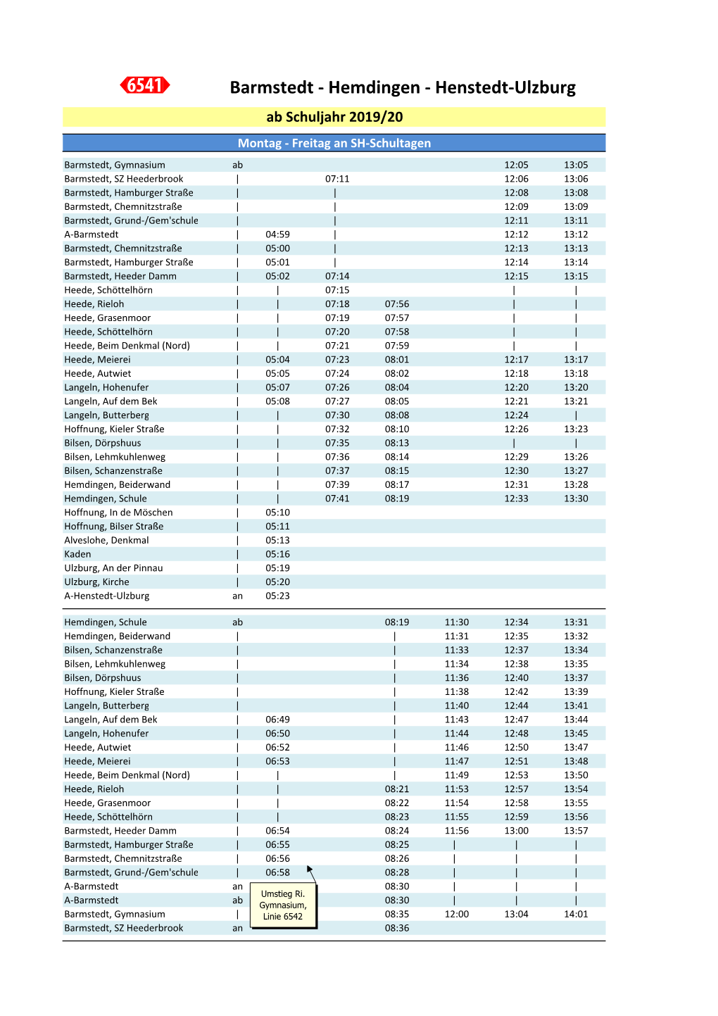 Busfahrpläne Im Schuljahr 2019/2010