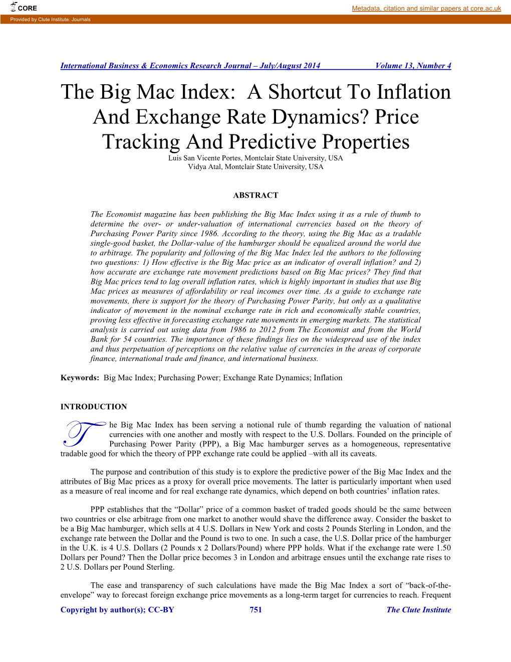 The Big Mac Index: a Shortcut to Inflation and Exchange Rate