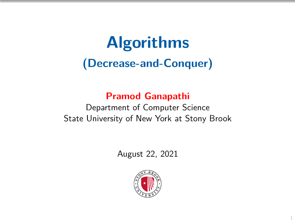 Algorithms (Decrease-And-Conquer)