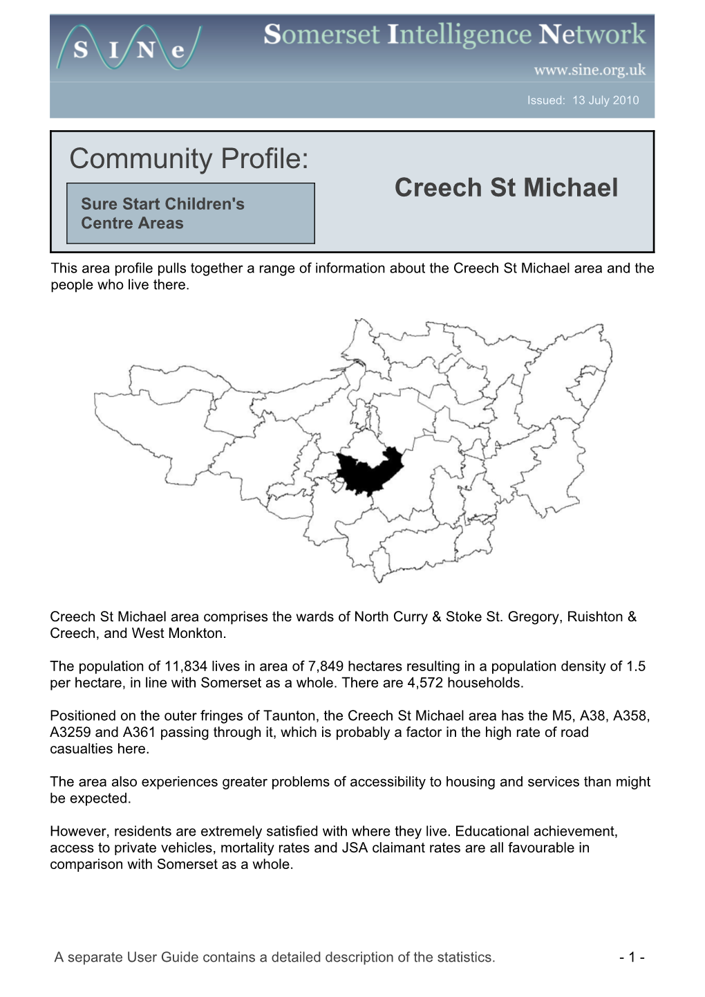 Creech St Michael Sure Start Children's Centre Areas