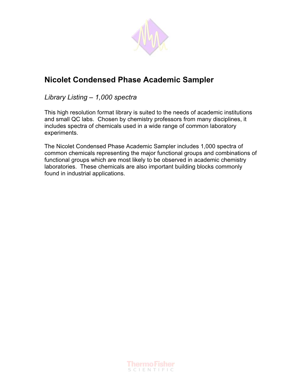 Nicolet Condensed Phase Academic Sampler