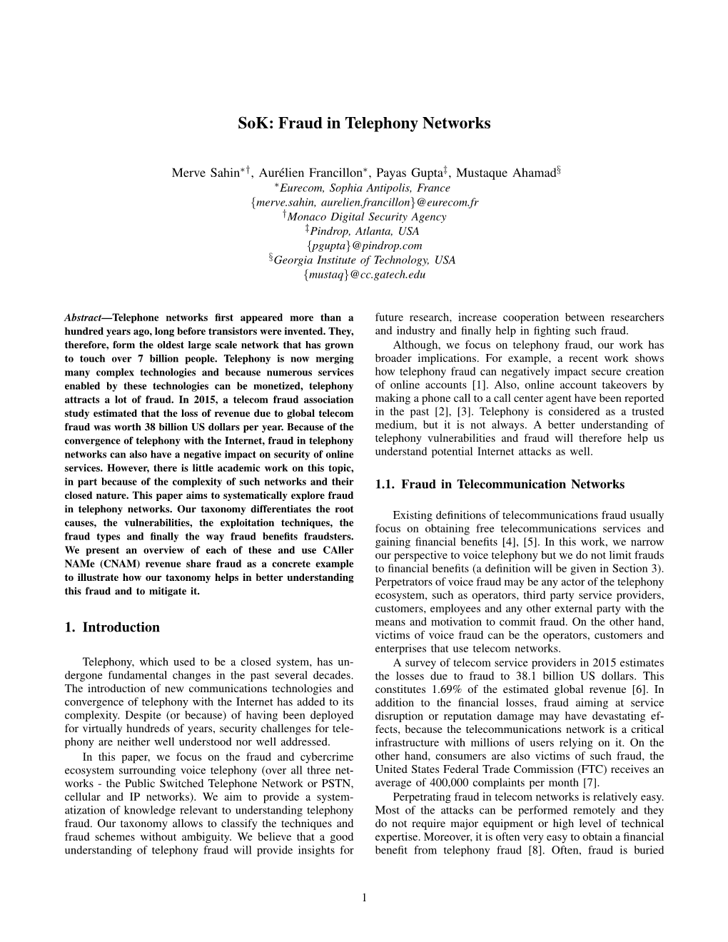 Sok: Fraud in Telephony Networks