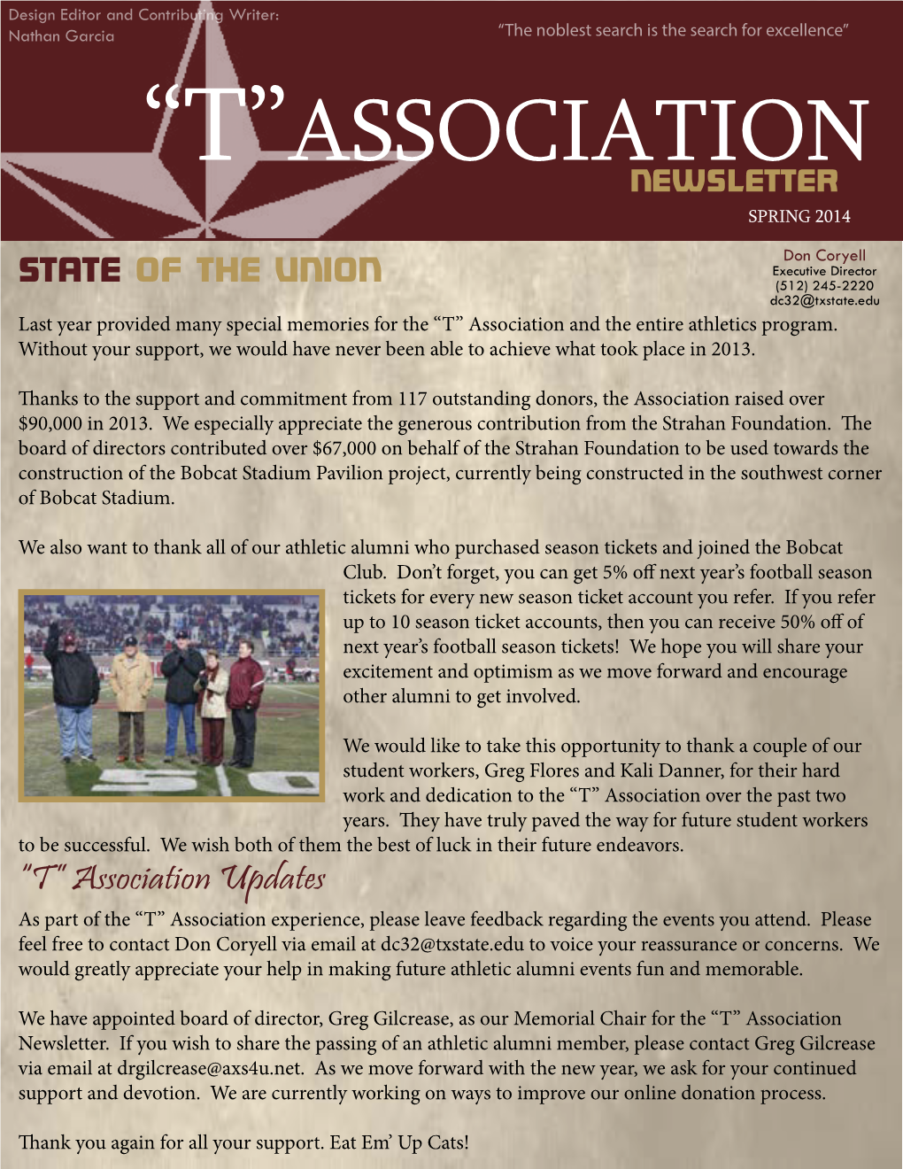 “T”Association Newsletter Spring 2014