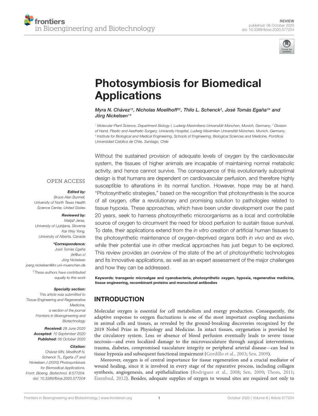 Photosymbiosis for Biomedical Applications