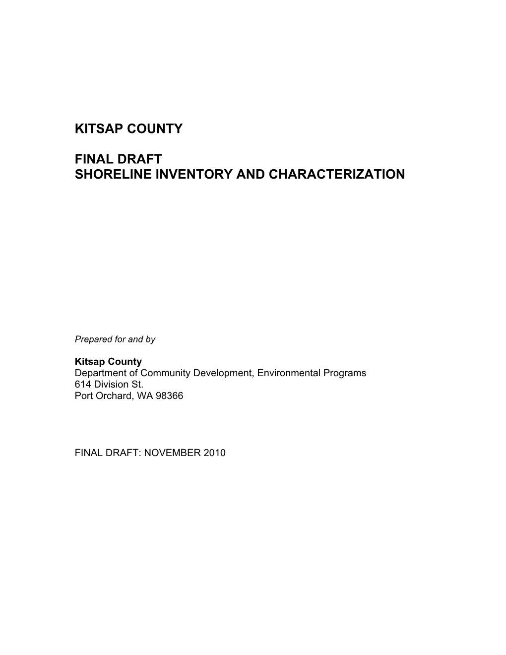 Shoreline Inventory and Characterization 2010