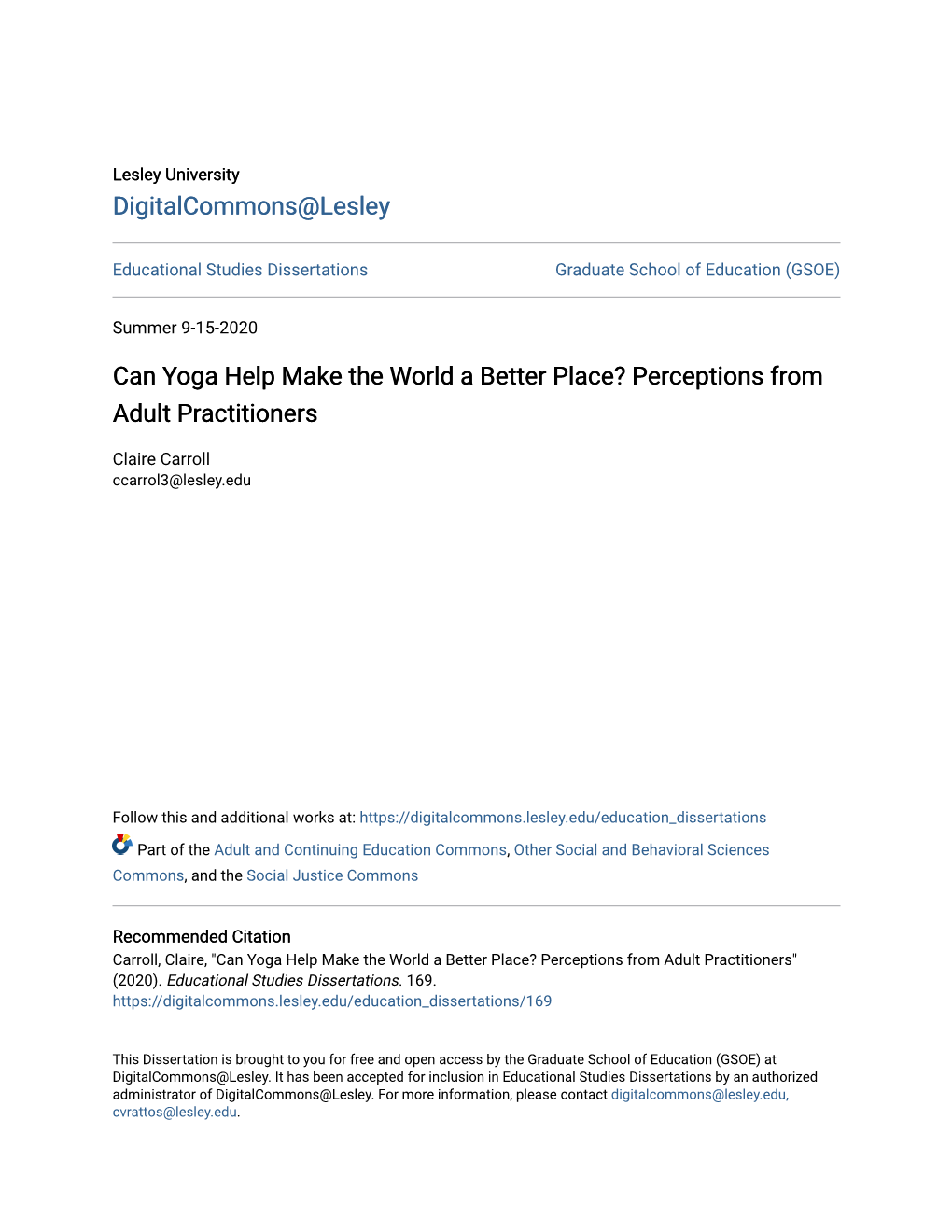 Can Yoga Help Make the World a Better Place? Perceptions from Adult Practitioners