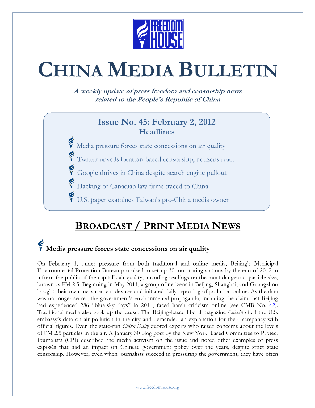 China Media Bulletin