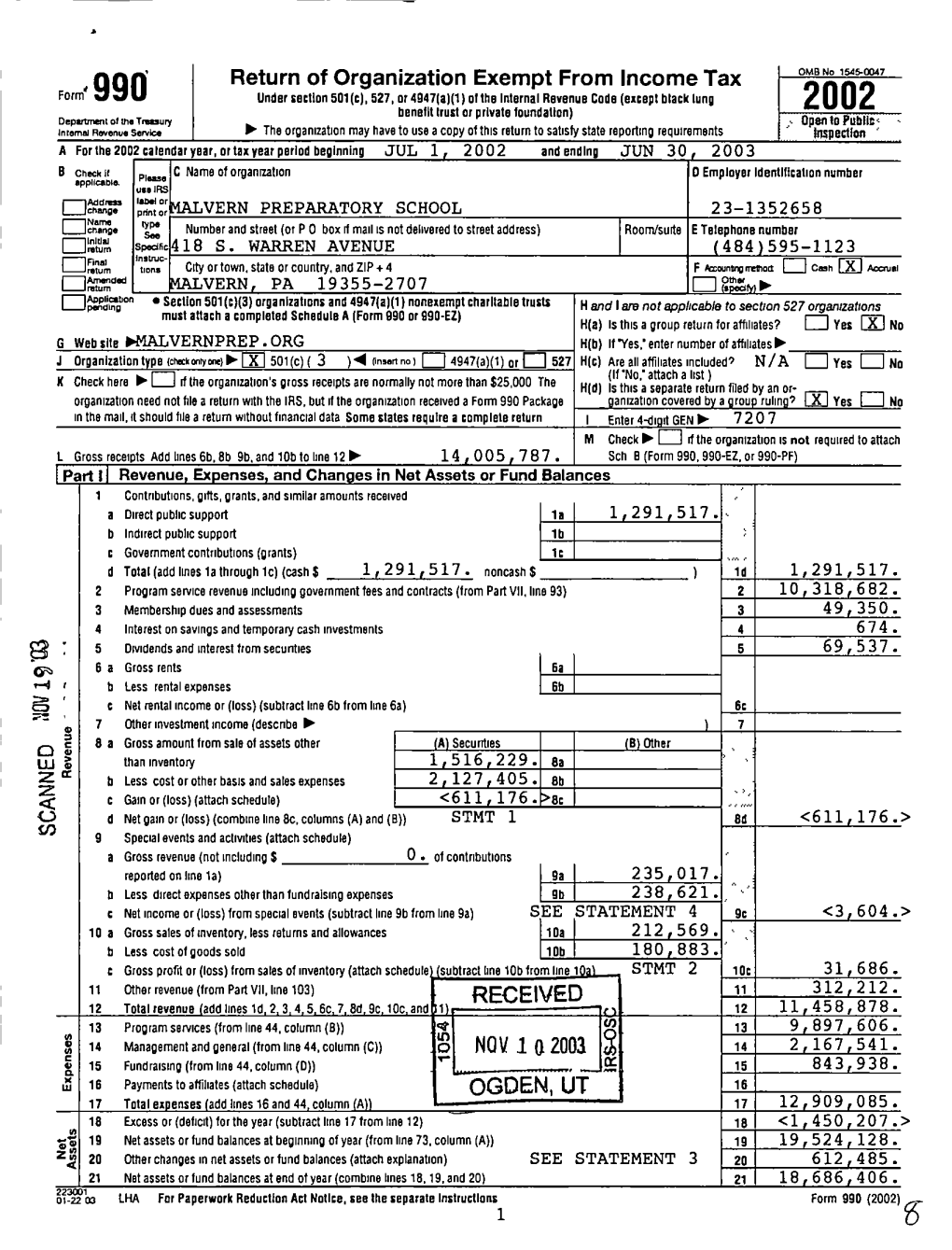 Return of Organization Exempt from Income Tax