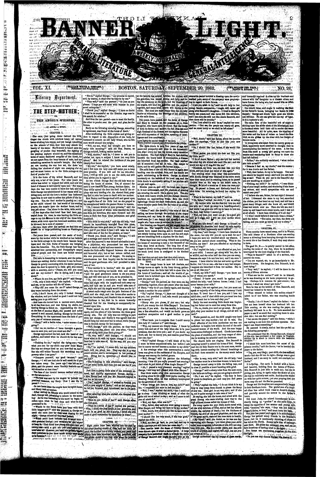 Banner of Light V11 N26 20 September 1862