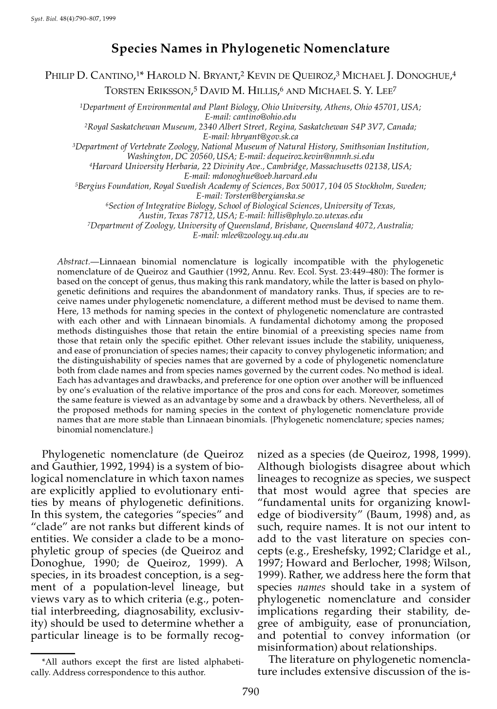 Species Names in Phylogenetic Nomenclature