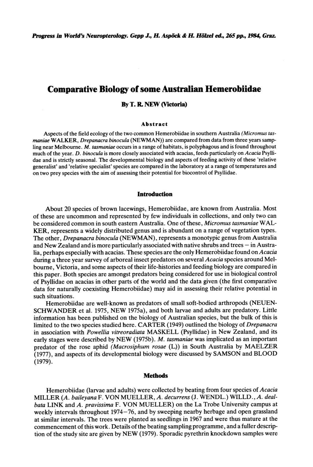 Comparative Biology of Some Australian Hemerobiidae