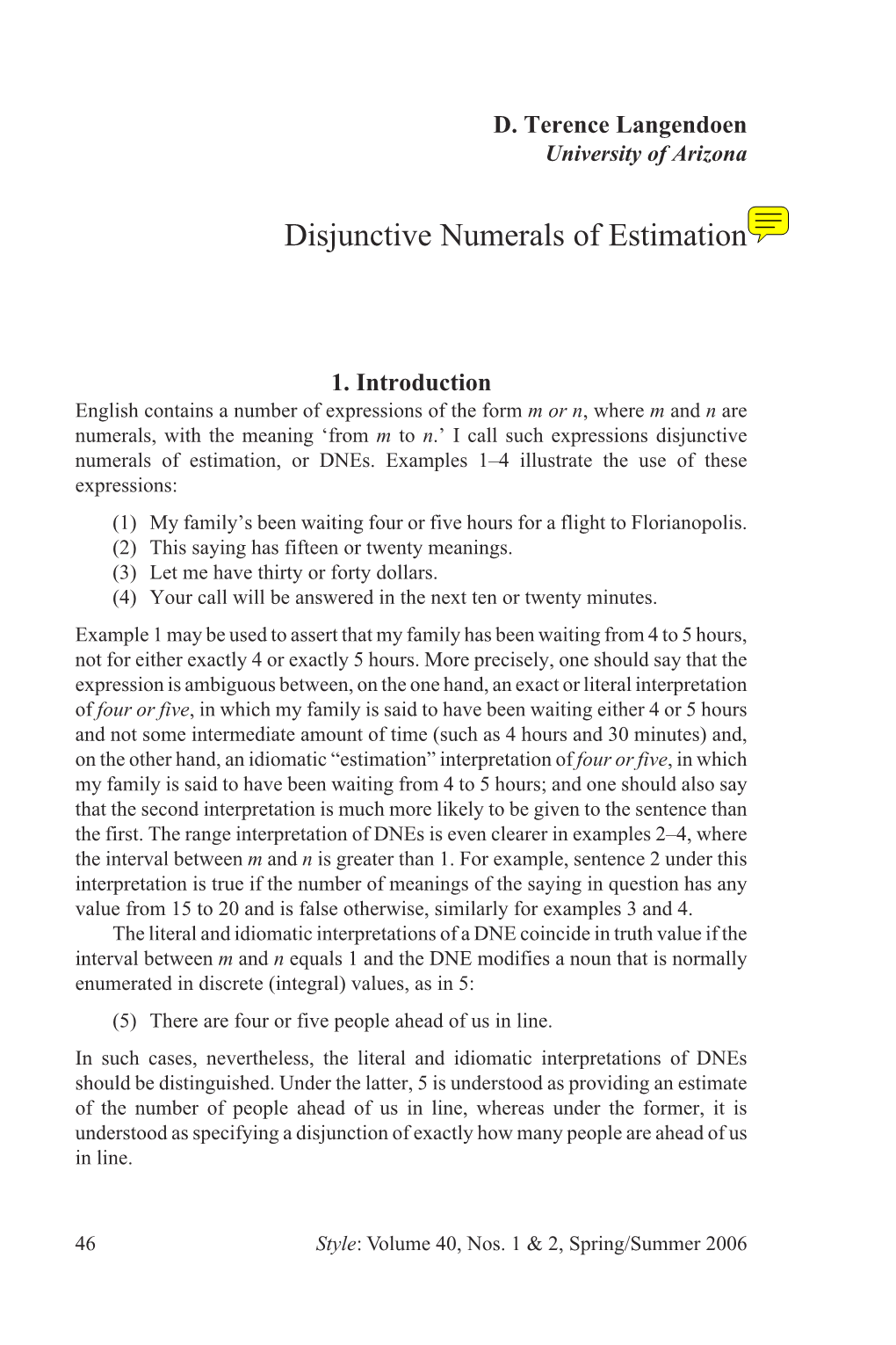 Disjunctive Numerals of Estimation