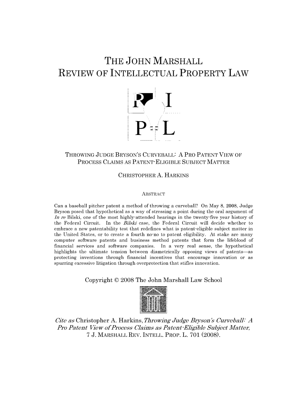 Throwing Judge Bryson's Curveball: a Pro Patent View of Process Claims As Patent-Eligible Subject Matter