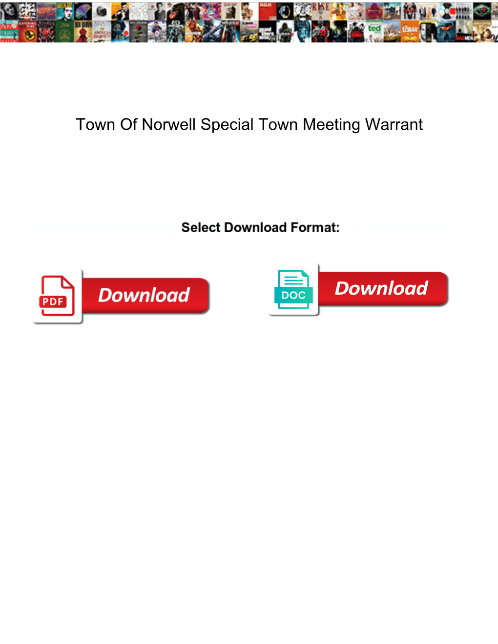 Town of Norwell Special Town Meeting Warrant