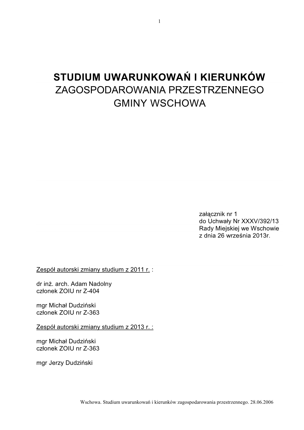 Studium Uwarunkowań I Kierunków Zagospodarowania Przestrzennego Gminy Wschowa