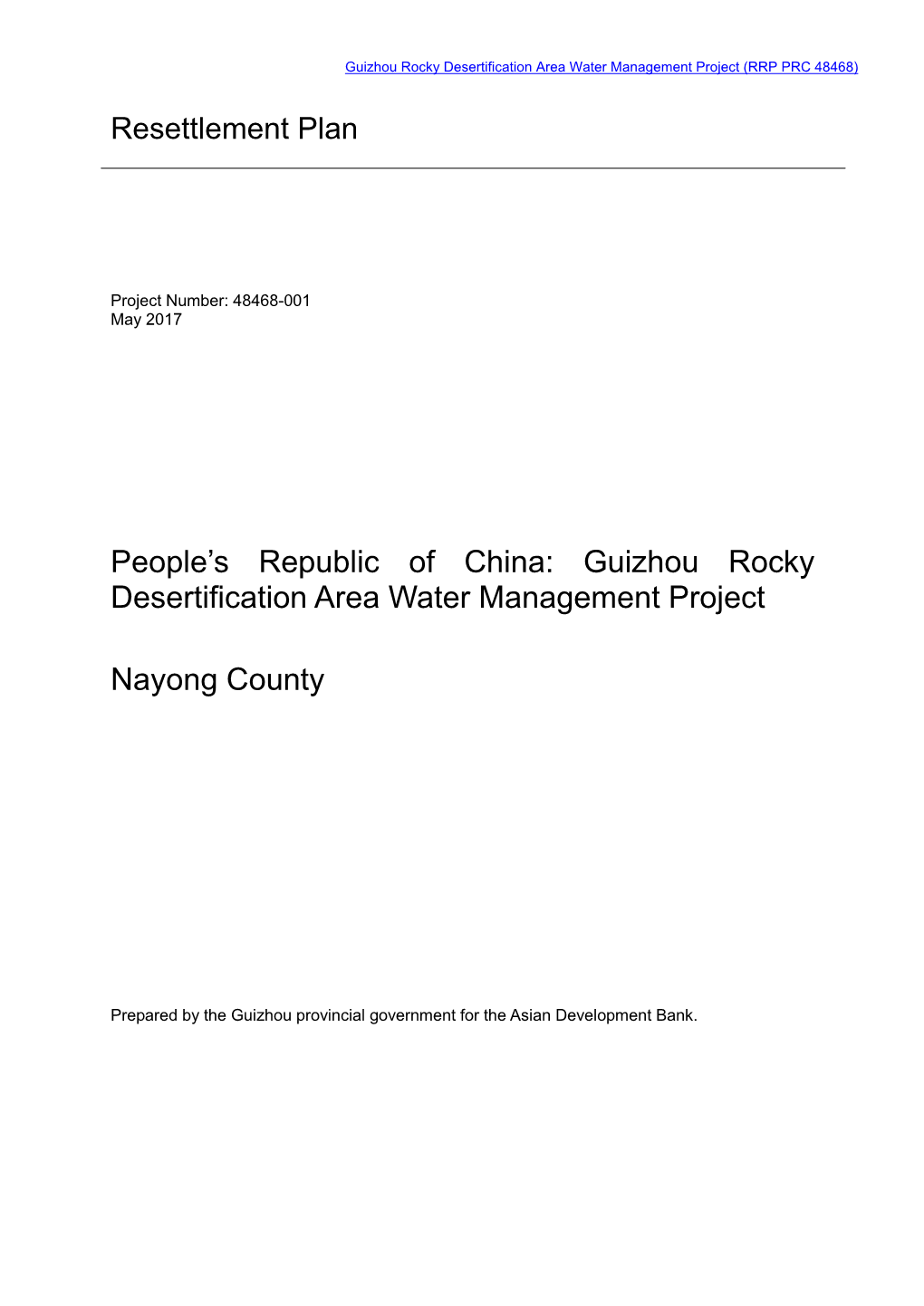 Guizhou Rocky Desertification Area Water Management Project (RRP PRC 48468)