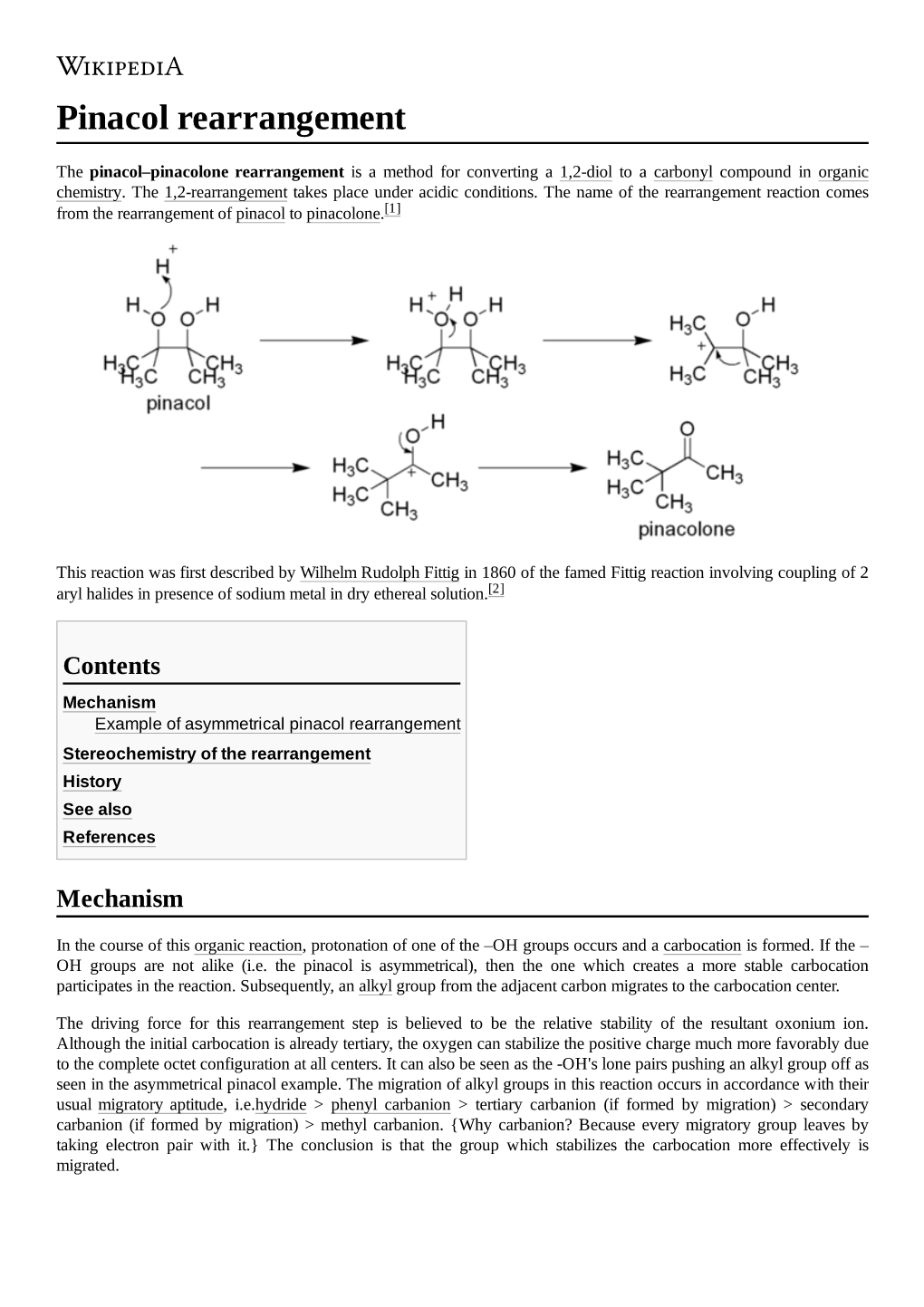 Pinacol Rearrangement