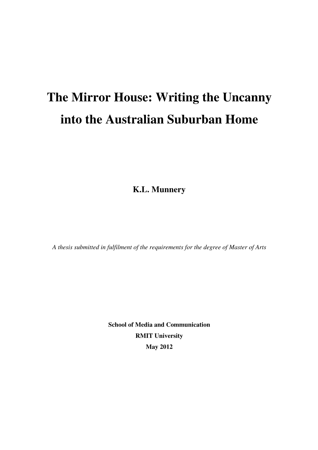 Writing the Uncanny Into the Australian Suburban Home