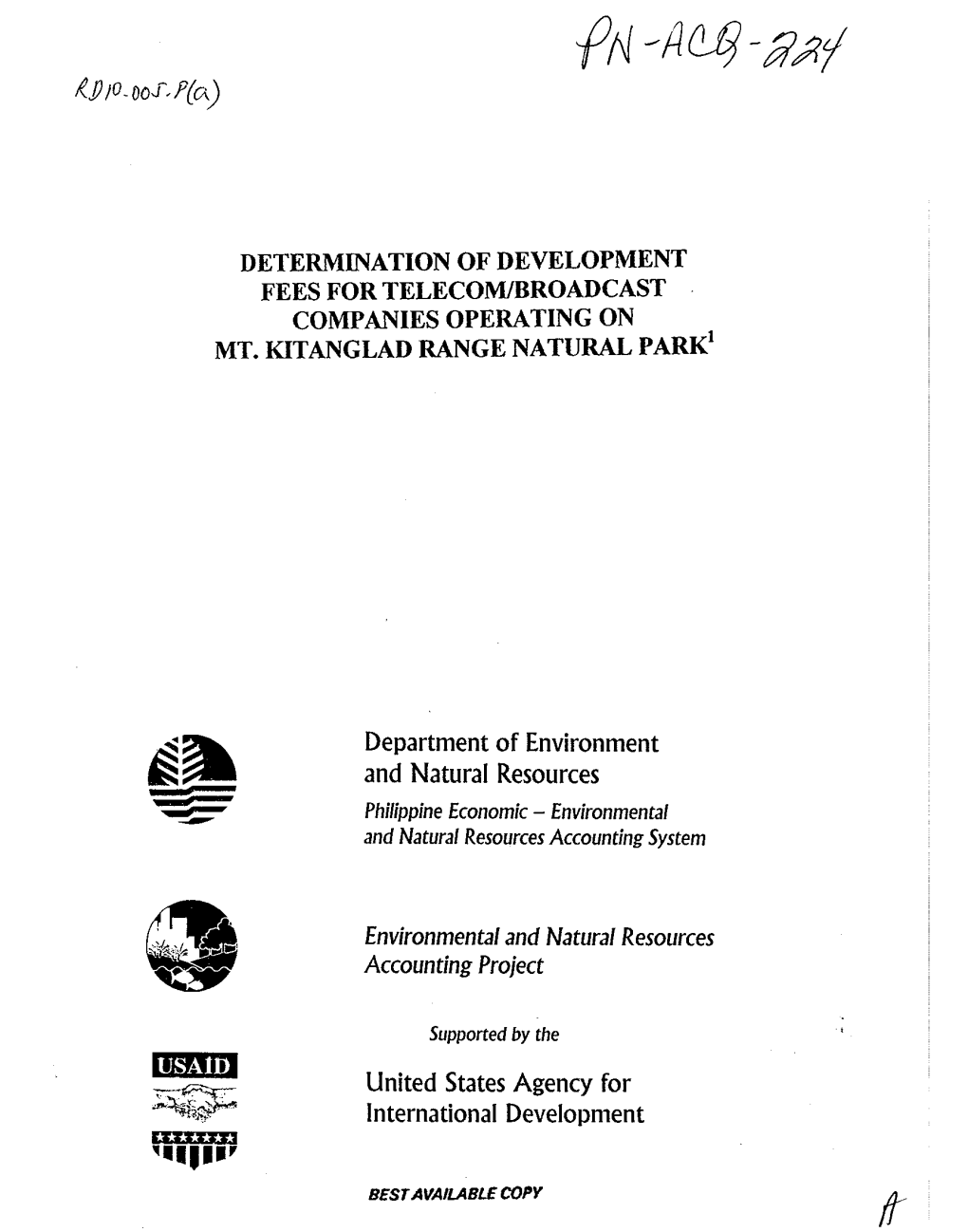 "."1' Bestavailable Copy Determination of Development Fees Fortelecomubroadcast Companies Operating on Mt.~Tangladrangenaturalpar~