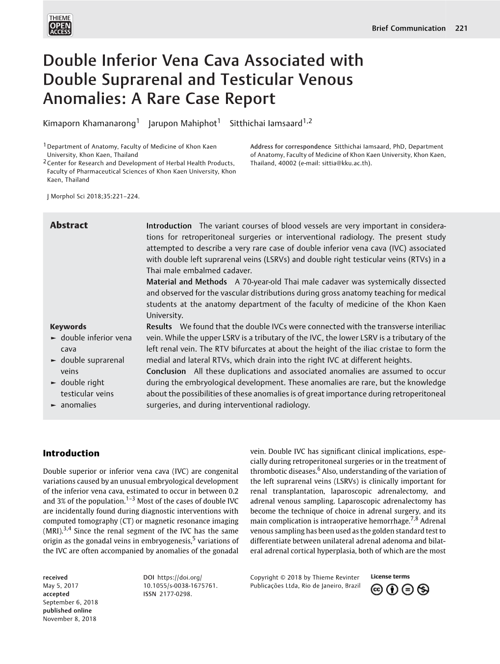 Double Inferior Vena Cava Associated with Double Suprarenal and Testicular Venous Anomalies: a Rare Case Report