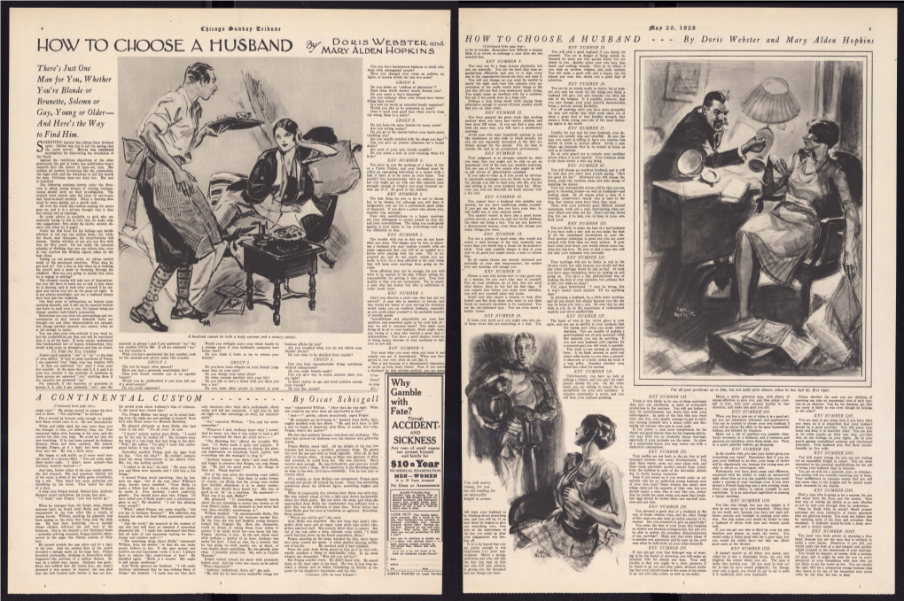 I-IOW to CI-IOOSE a HUSBAND 'I-J "-Lopkins You Will Pick a Good Husband If You Decide for MARY ALDEN Finds It to Return Or