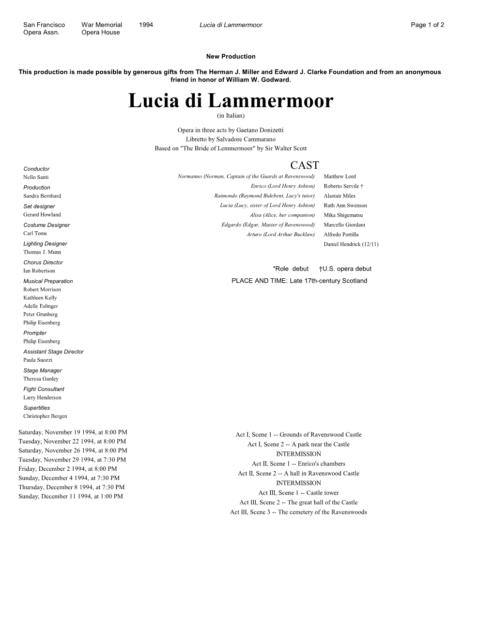 Lucia Di Lammermoor Page 1 of 2 Opera Assn