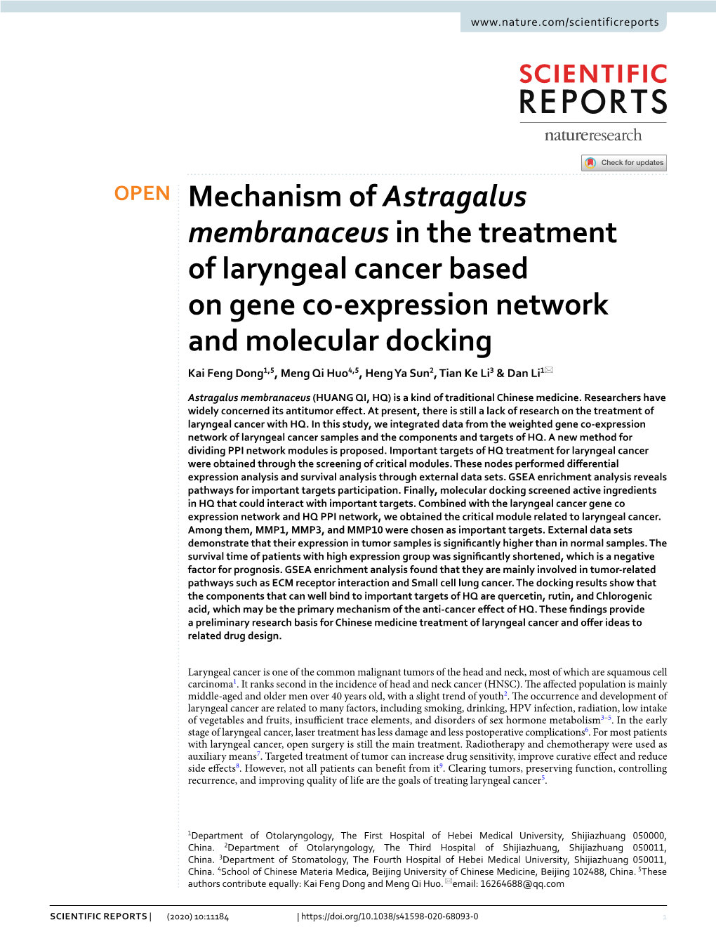 Mechanism of Astragalus Membranaceus in the Treatment Of