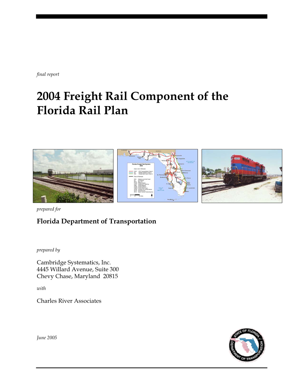 2004 Freight Rail Component of the Florida Rail Plan